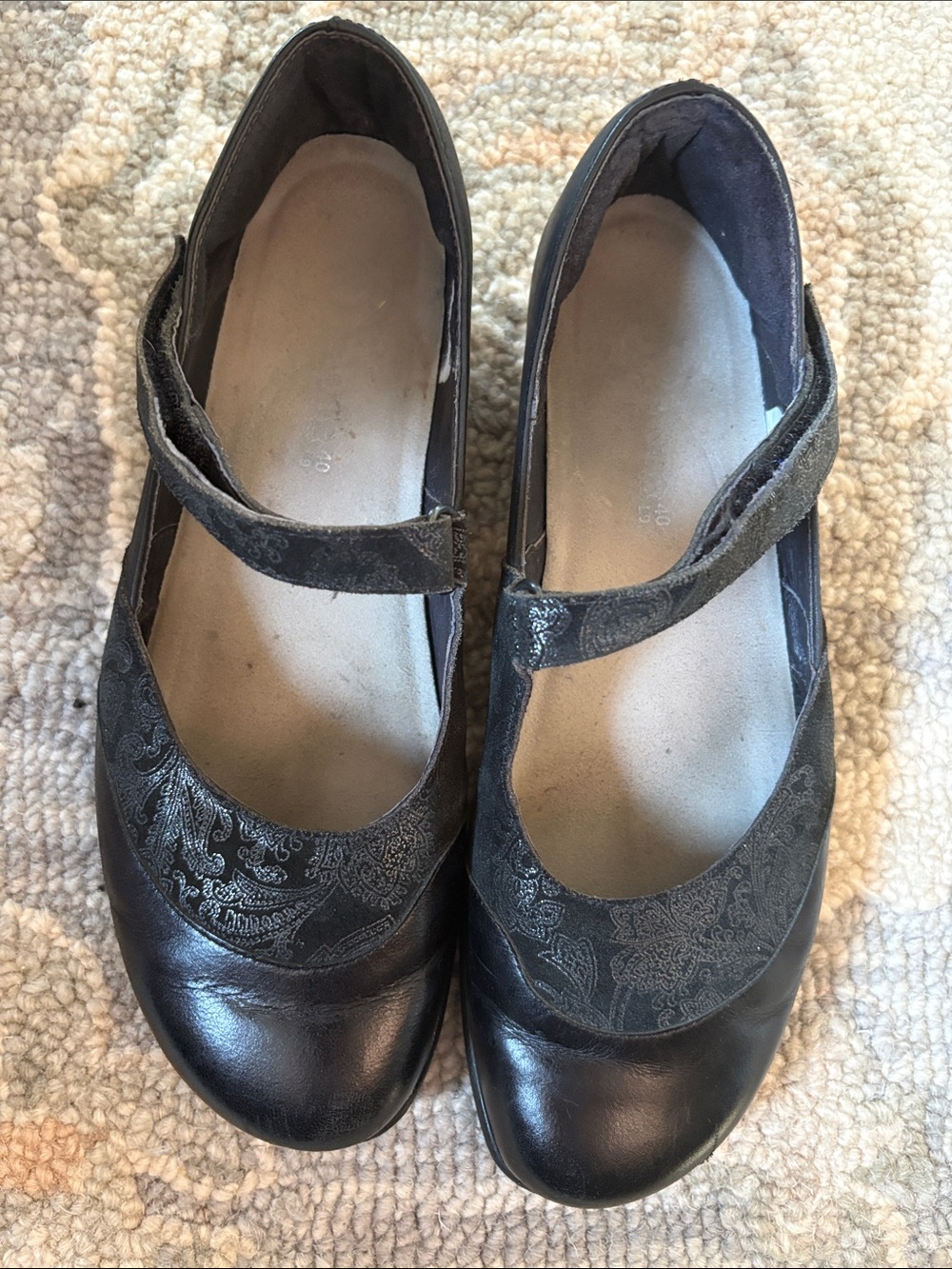 Naot Luca Paisley Suede Leather Mary Jane's  Ballet Style  Shoes Black size 40